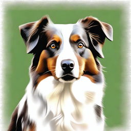 This is a high-quality digital art image of an Australian Shepherd dog