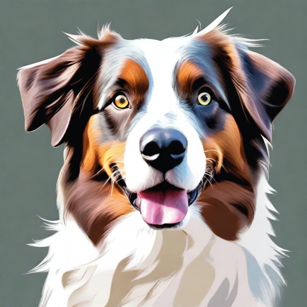 This is a high-quality digital art image of an Australian Shepherd dog