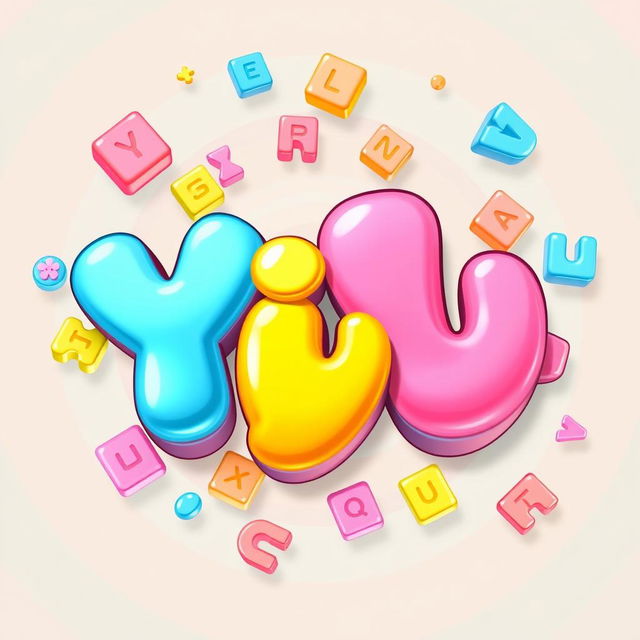 A typographical logo for 'YiYi' created in a bold and playful style with a candy-like aesthetic, ideal for a 2D puzzle game