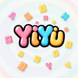 A typographical logo for 'YiYi' created in a bold and playful style with a candy-like aesthetic, ideal for a 2D puzzle game