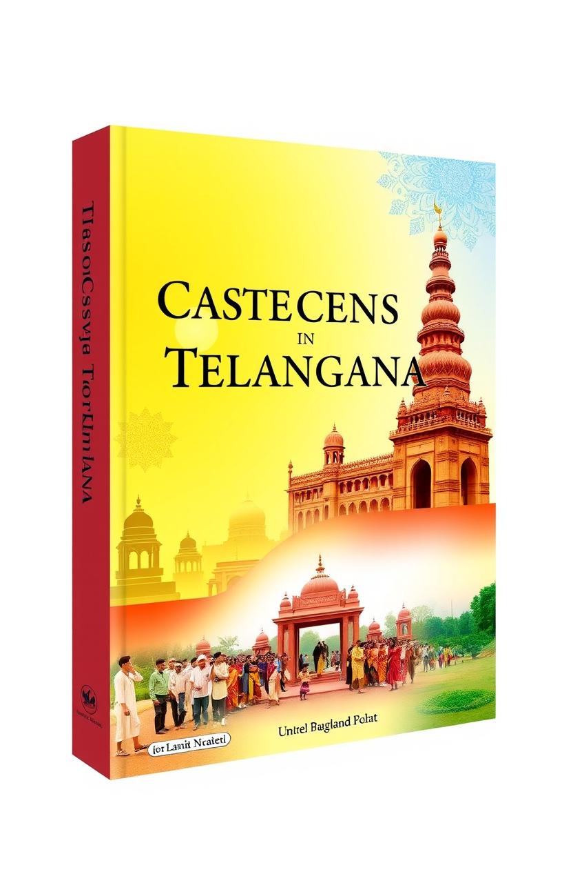 A detailed and informative book cover design for a publication titled 'Caste Census in Telangana'