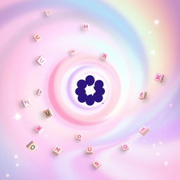 A splash screen featuring the logo as the centerpiece, set against a colorful and whimsical spiral background that showcases pastel gradients of pinks, purples, and blues