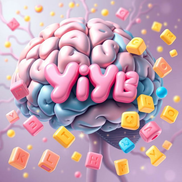 A vibrant splash screen designed for a Word Guess Puzzle game, featuring a detailed 2D brain illustration as the background