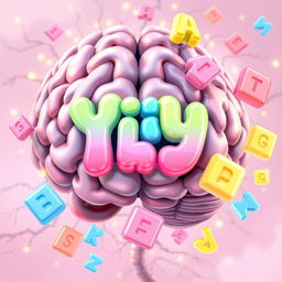 A vibrant splash screen designed for a Word Guess Puzzle game, featuring a detailed 2D brain illustration as the background