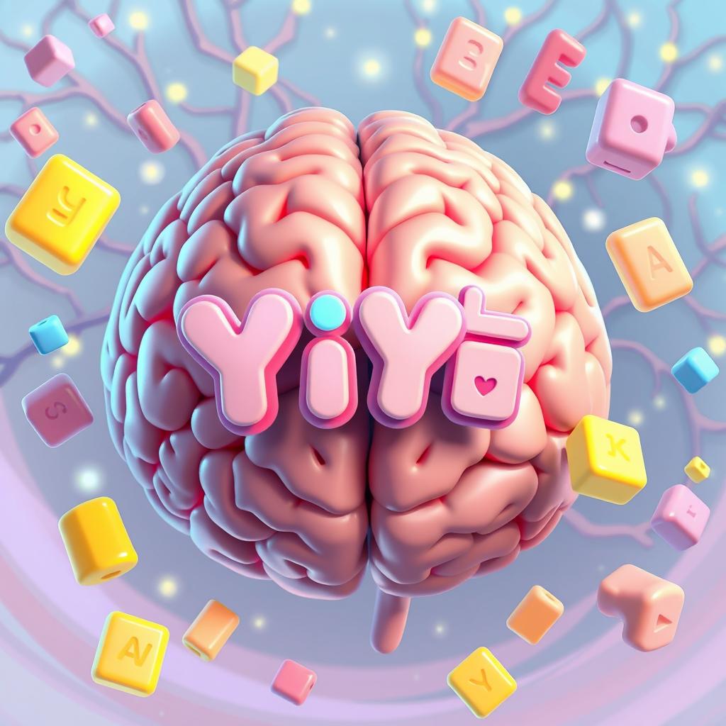 A vibrant splash screen designed for a Word Guess Puzzle game, featuring a detailed 2D brain illustration as the background