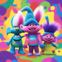 A vibrant and colorful digital art image inspired by the song 'We Do It Better' from the Trolls movie