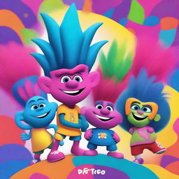 A vibrant and colorful digital art image inspired by the song 'We Do It Better' from the Trolls movie