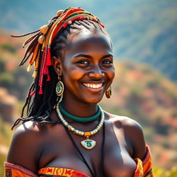 A beautiful 25-year-old woman from the Gerewol tribe, showcasing her traditional attire