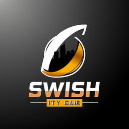 A sleek and modern logo design for 'Swish City Gear', tailored for NBA merchandise
