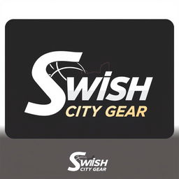 A sleek and modern logo design for 'Swish City Gear', tailored for NBA merchandise