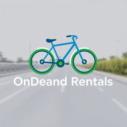 A logo design for an OnDemand bike rental service, featuring a modern and dynamic bicycle graphic
