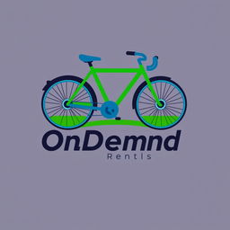 A logo design for an OnDemand bike rental service, featuring a modern and dynamic bicycle graphic