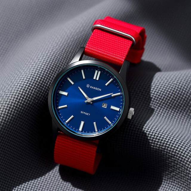 A stylish unisex watch with a contemporary design, featuring a round black stainless steel case, a clean blue dial, and silver hour markers for easy readability