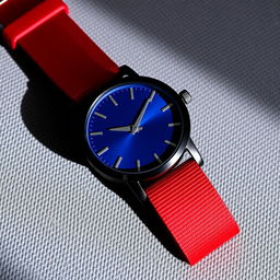 A stylish unisex watch with a contemporary design, featuring a round black stainless steel case, a clean blue dial, and silver hour markers for easy readability