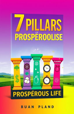 A vibrant and inspiring book cover design for '7 Pillars of Prosperous Life'