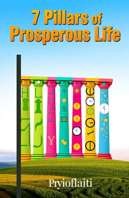 A vibrant and inspiring book cover design for '7 Pillars of Prosperous Life'