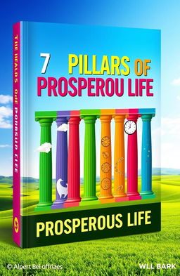 A vibrant and inspiring book cover design for '7 Pillars of Prosperous Life'