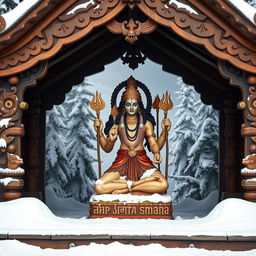 A traditional idol of Lord Shiva, designed in a Canadian style, placed within a Canadian-style temple