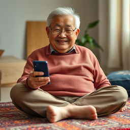 An elderly Korean man, around 65 years old, with a round figure and white hair