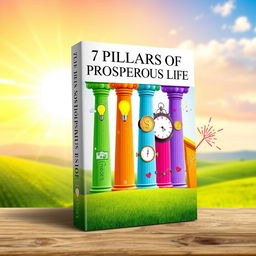 A captivating and uplifting book cover design for '7 Pillars of Prosperous Life'