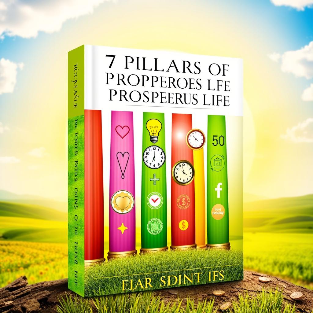 A captivating and uplifting book cover design for '7 Pillars of Prosperous Life'