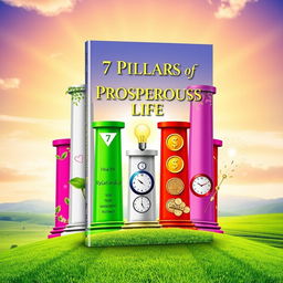 A captivating and uplifting book cover design for '7 Pillars of Prosperous Life'