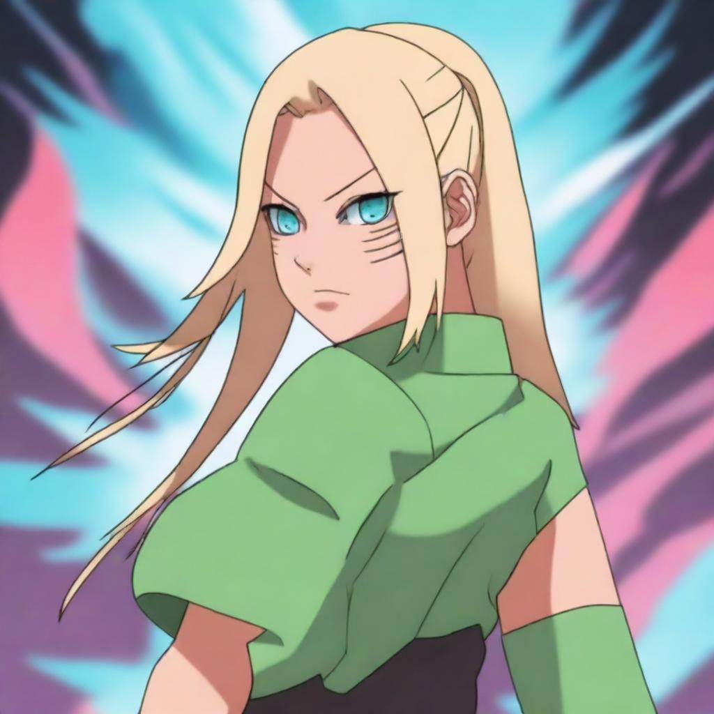 A digital art image in the style of Naruto, featuring Tsunade, a prominent character from the series