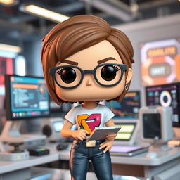 A Funko Pop style figure of a 30-year-old female technology worker
