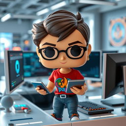 A Funko Pop style figure of a 30-year-old female technology worker