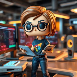 A Funko Pop style figure of a 30-year-old female technology worker