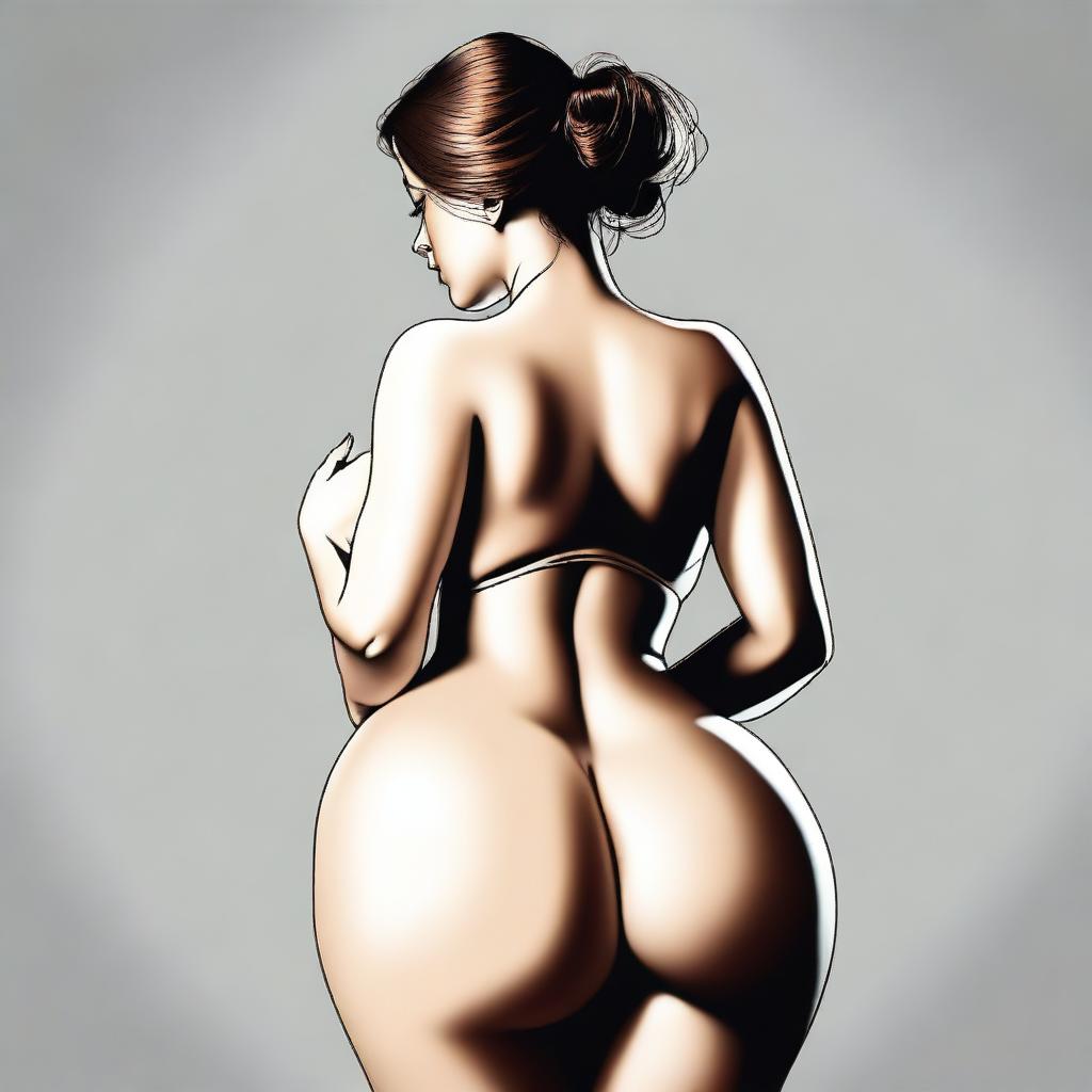 A tasteful digital art representation of a woman with a curvaceous figure