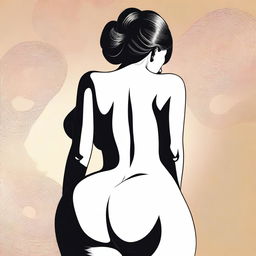 A tasteful digital art representation of a woman with a curvaceous figure