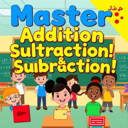 A colorful and engaging YouTube thumbnail for a math tutorial focused on mastering addition and subtraction