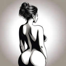 A tasteful digital art representation of a woman with a curvaceous figure