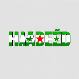 The word 'HADEƎD' prominently displayed and artistically styled using the green colors of the Syrian flag