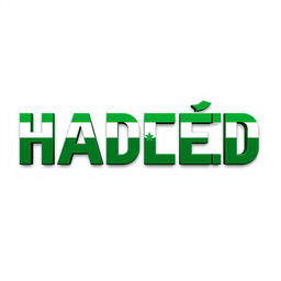 The word 'HADEƎD' prominently displayed and artistically styled using the green colors of the Syrian flag