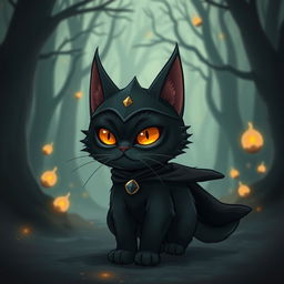 A whimsical, playful cat designed to resemble Sauron from 'The Lord of the Rings