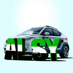 The word 'ALSY' prominently displayed, filled with the vibrant green colors of the Syrian flag, featuring distinct shades of green, white, and black