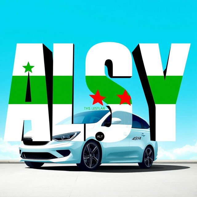 The word 'ALSY' prominently displayed, filled with the vibrant green colors of the Syrian flag, featuring distinct shades of green, white, and black