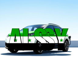 The word 'ALSY' prominently displayed, filled with the vibrant green colors of the Syrian flag, featuring distinct shades of green, white, and black