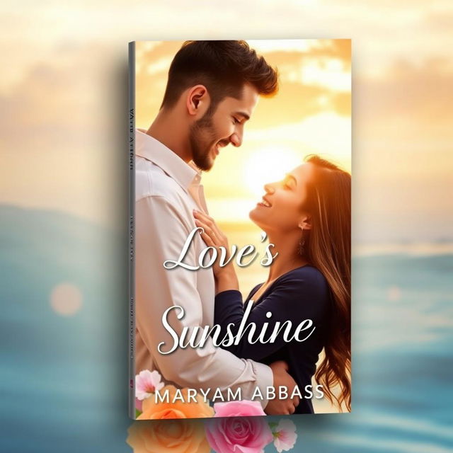 A romantic book cover design featuring a couple in a loving embrace set against a beautiful and warm background that evokes feelings of affection and joy