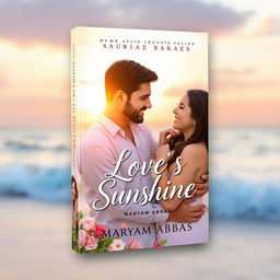 A romantic book cover design featuring a couple in a loving embrace set against a beautiful and warm background that evokes feelings of affection and joy