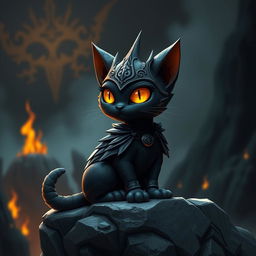 A whimsical creature that combines elements of a cat and Sauron from the Lord of the Rings