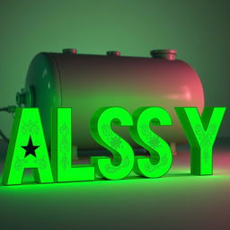 The word 'ALSY' styled in bold letters filled with the vibrant green colors of the Syrian flag, featuring intricate designs to reflect its cultural significance
