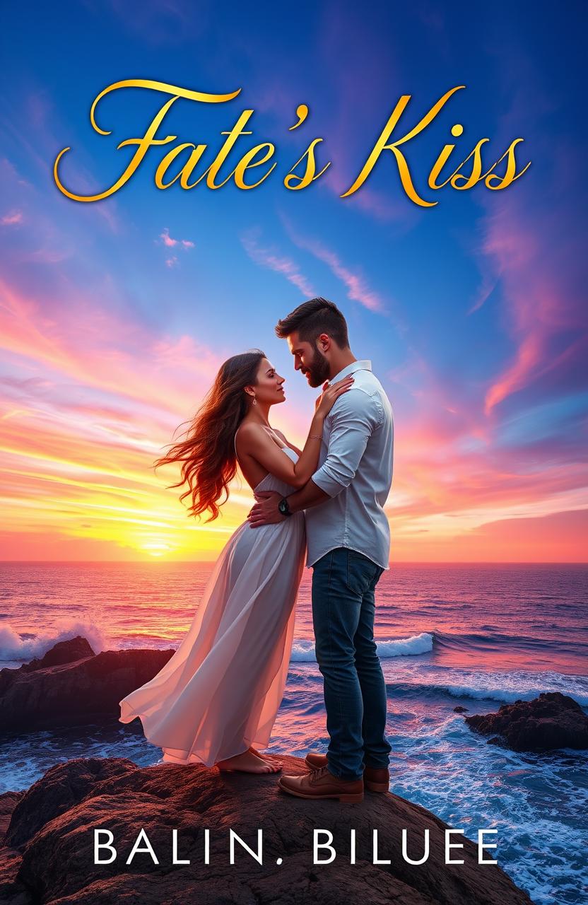 An enchanting romance book cover titled 'Fate's Kiss'