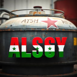 The word 'ALSY' prominently displayed, colored in vibrant green, white, and red stripes inspired by the Syrian flag