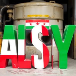 The word 'ALSY' prominently displayed, colored in vibrant green, white, and red stripes inspired by the Syrian flag