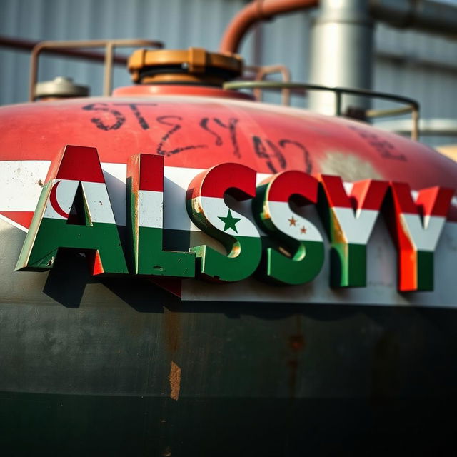 The word 'ALSY' prominently displayed, colored in vibrant green, white, and red stripes inspired by the Syrian flag