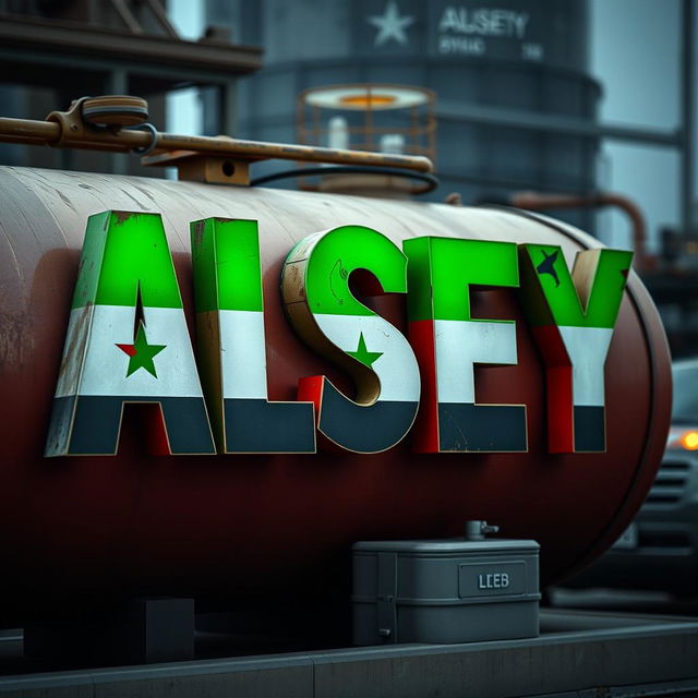 The word 'ALSEY' prominently displayed, designed with the vibrant green colors of the Syrian flag, featuring artistic lettering