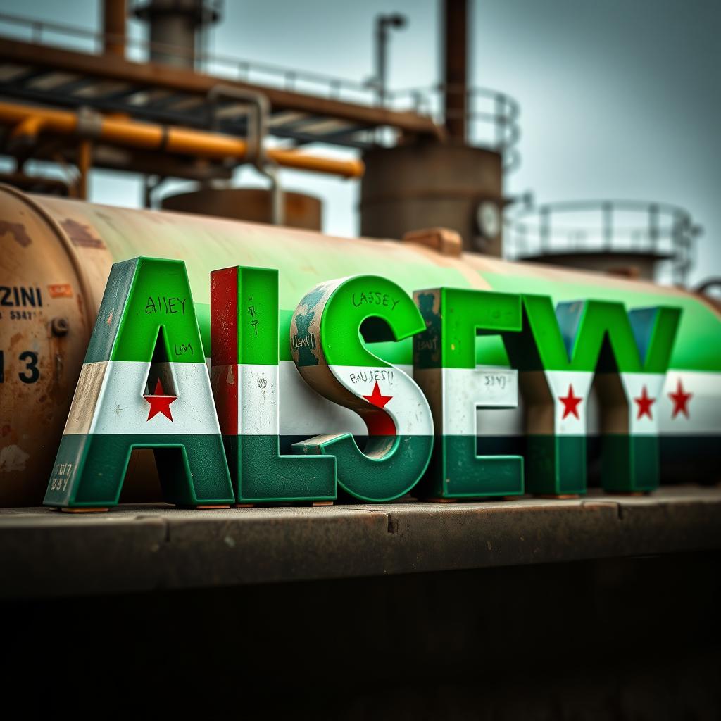 The word 'ALSEY' prominently displayed, designed with the vibrant green colors of the Syrian flag, featuring artistic lettering